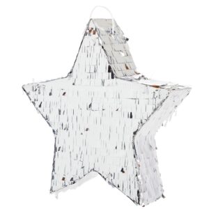 Silver Foil Star Pinata for Kids Birthday, Twinkle Twinkle Little Star Gender Reveal Party Decorations (Small, 13 x 13 x 3 In)