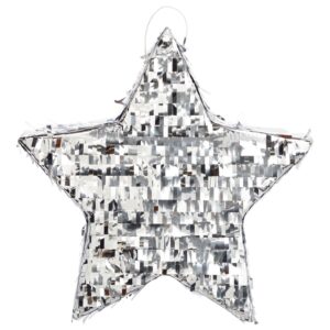 Silver Foil Star Pinata for Kids Birthday, Twinkle Twinkle Little Star Gender Reveal Party Decorations (Small, 13 x 13 x 3 In)