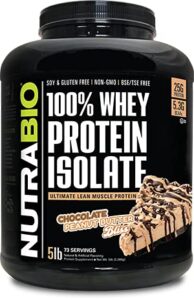 nutrabio 100% whey protein isolate (chocolate peanut butter, 5 pounds)