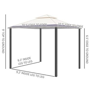 Outsunny 10' x 10' Outdoor Gazebo with Mesh Netting Sidewalls for Shade and Rain, Patio Gazebo Canopy with 2-Tier Soft Top Roof and Steel Frame for Lawn, Garden, Backyard and Deck