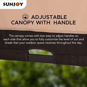 Sunjoy Lindt 9.5 x 11 ft. Steel Arched Pergola with 2-Tone Adjustable Shade, Tan & Brown