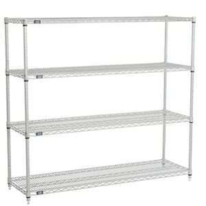 nexel adjustable wire shelving unit, 4 tier, nsf listed commercial storage rack, 18" x 60" x 54", silver epoxy