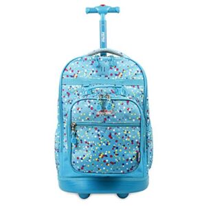 j world new york kids' duo rolling backpack with lunch box set, color dots, one size