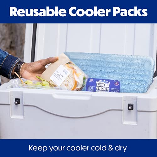 Cooler Shock Ice Packs for Cooler - 2 Reusable, Long Lasting, Cold Freezer Packs for Coolers, Lunch Bags & Totes to Keep Food Fresh - Clear