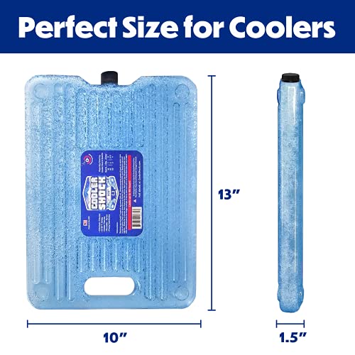 Cooler Shock Ice Packs for Cooler - 2 Reusable, Long Lasting, Cold Freezer Packs for Coolers, Lunch Bags & Totes to Keep Food Fresh - Clear