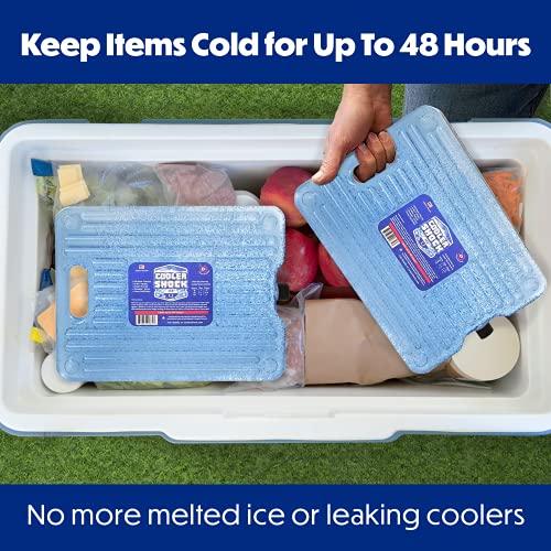 Cooler Shock Ice Packs for Cooler - 2 Reusable, Long Lasting, Cold Freezer Packs for Coolers, Lunch Bags & Totes to Keep Food Fresh - Clear