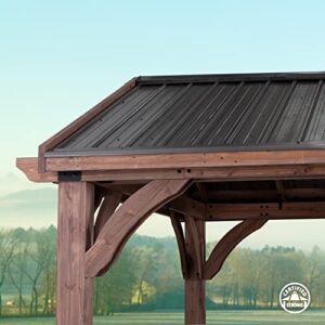 Backyard Discovery Arlington 12x10 All Cedar Gazebo, Walnut, Insulated Steel Roof, Water Resistant, Wind Resistant up to 100 MPH, Withstand 6,391 lbs of Snow