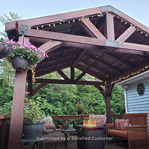 Backyard Discovery Arlington 12x10 All Cedar Gazebo, Walnut, Insulated Steel Roof, Water Resistant, Wind Resistant up to 100 MPH, Withstand 6,391 lbs of Snow