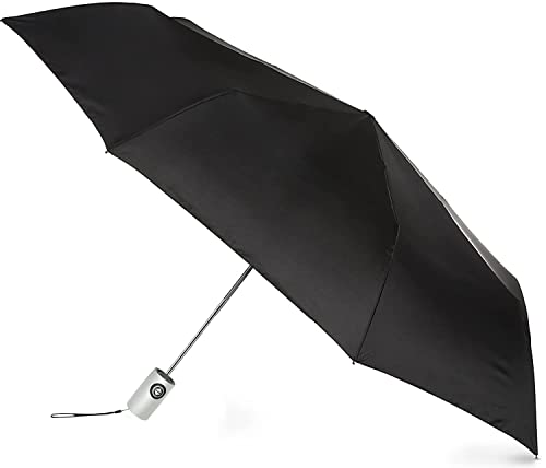 totes Automatic Open Close Water-Resistant Travel Folding Umbrella, (Black)