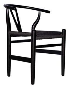 amazon brand - stone & beam classic wishbone dining chair, 22.4"w, black / black