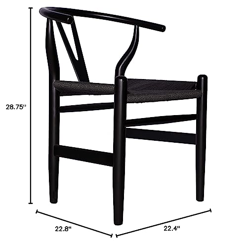 Amazon Brand - Stone & Beam Classic Wishbone Dining Chair, 22.4"W, Black / Black