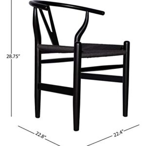 Amazon Brand - Stone & Beam Classic Wishbone Dining Chair, 22.4"W, Black / Black