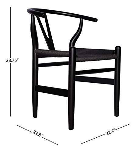 Amazon Brand - Stone & Beam Classic Wishbone Dining Chair, 22.4"W, Black / Black