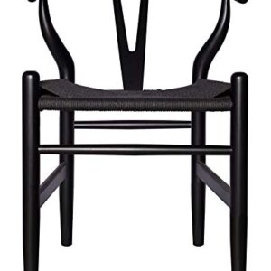 Amazon Brand - Stone & Beam Classic Wishbone Dining Chair, 22.4"W, Black / Black