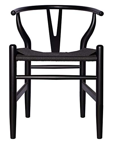 Amazon Brand - Stone & Beam Classic Wishbone Dining Chair, 22.4"W, Black / Black