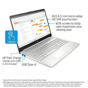 HP 15-inch Touchscreen Laptop, AMD Ryzen 3 3250U, 8 GB RAM, 256 GB SSD, Windows 11 Home in S Mode (15-ef1020nr, Natural Silver)