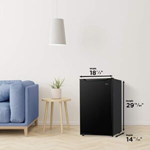 Danby DAR032B1BM 3.2 Cu.Ft. Mini Fridge In Black - Free-Standing All Fridge For Bedroom, Living Room, Kitchen, Dorm