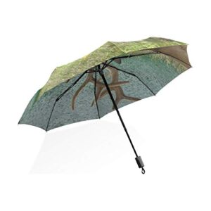 Kids Fold Umbrella Deer Animal Wildlife Nature Windproof Windproof Umbrella Compact Rain & Wind Resistant Compact And Lightweight For Business And Travels