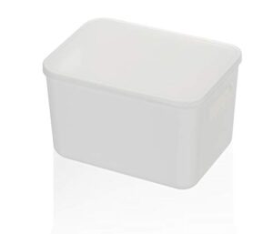 ybm home stackable plastic storage bin with lid, multipurpose for classroom, drawers, desktop, office, playroom, shelves, closets, white, 2147-1