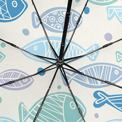 Umbrella Folded Marine Cute Fish Kids Underwater Windproof Travel Wind Umbrella Rain & Wind Resistant Compact And Lightweight For Business And Travels