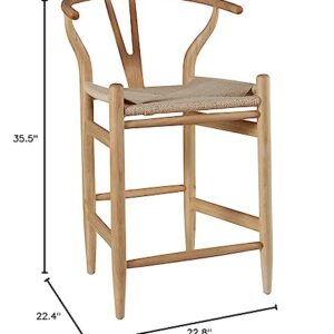 Amazon Brand – Stone & Beam Wishbone Counter-Height dining chair, 35.5"H, Birch Wood, Natural / Natural