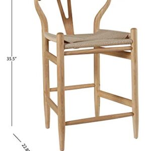 Amazon Brand – Stone & Beam Wishbone Counter-Height dining chair, 35.5"H, Birch Wood, Natural / Natural