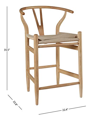 Amazon Brand – Stone & Beam Wishbone Counter-Height dining chair, 35.5"H, Birch Wood, Natural / Natural