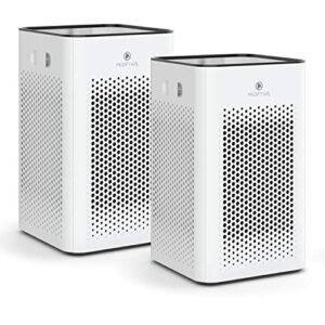 medify air ma-25 air purifier with h13 true hepa filter | 500 sq ft coverage | for allergens, wildfire smoke, dust, odors, pollen, pet dander | quiet 99.7% removal to 0.1 microns | white, 2-pack