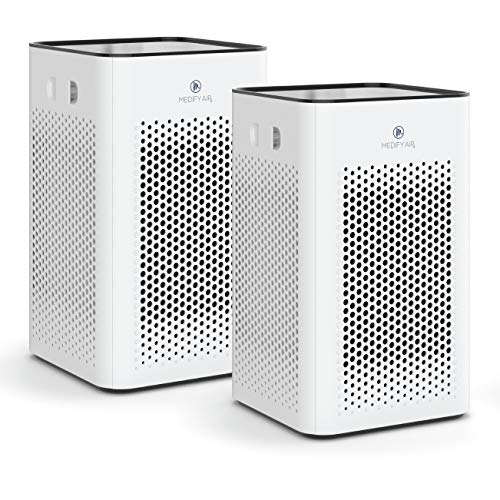 Medify Air MA-25 Air Purifier with H13 True HEPA Filter | 500 sq ft Coverage | for Allergens, Wildfire Smoke, Dust, Odors, Pollen, Pet Dander | Quiet 99.7% Removal to 0.1 Microns | White, 2-Pack