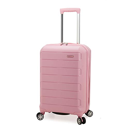 Traveler's Choice Pagosa Indestructible Hardshell Expandable Spinner Luggage, Pink, Carry-on 22-Inch