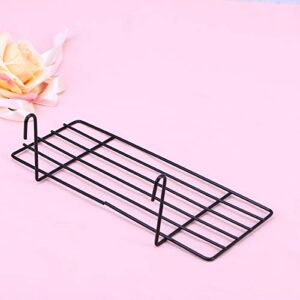 Black Wire Storage Basket Rack Straight Shelf for Grid Panel Display 25x10cm