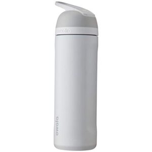 owala flip insulated stainless steel water bottle with straw for sports and travel, bpa-free, 24-ounce, shy marshmallow