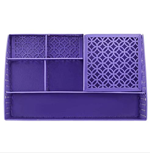 Annova Mesh Desk Organizer Office with 7 Compartments + Drawer/Desk Tidy Candy/Pen Holder/Multifunctional Organizer - Purple