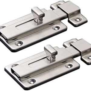 Door Bolts, 2 Pieces Stainless Steel Latch Sliding Door Lock, Surface Mounted Slide Bolt for All Types of Internal Doors