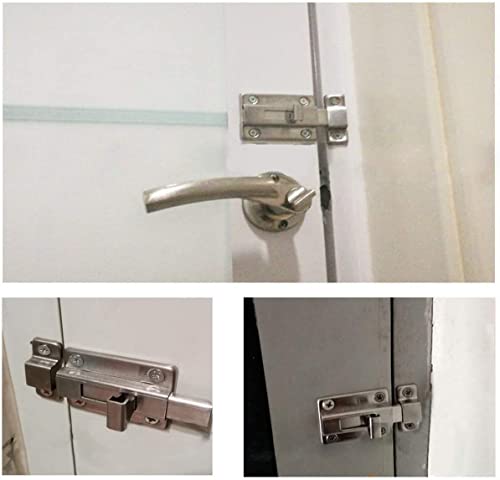 Door Bolts, 2 Pieces Stainless Steel Latch Sliding Door Lock, Surface Mounted Slide Bolt for All Types of Internal Doors