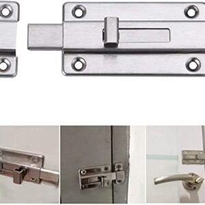 Door Bolts, 2 Pieces Stainless Steel Latch Sliding Door Lock, Surface Mounted Slide Bolt for All Types of Internal Doors