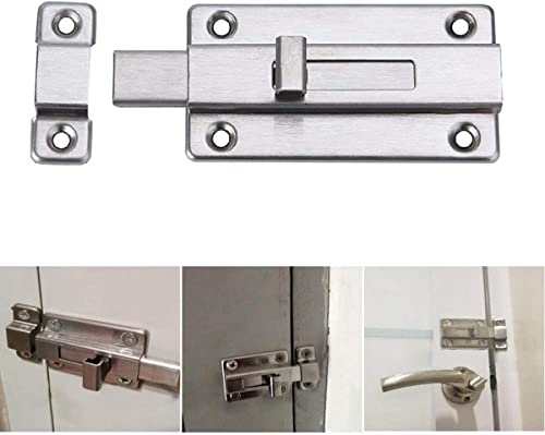 Door Bolts, 2 Pieces Stainless Steel Latch Sliding Door Lock, Surface Mounted Slide Bolt for All Types of Internal Doors