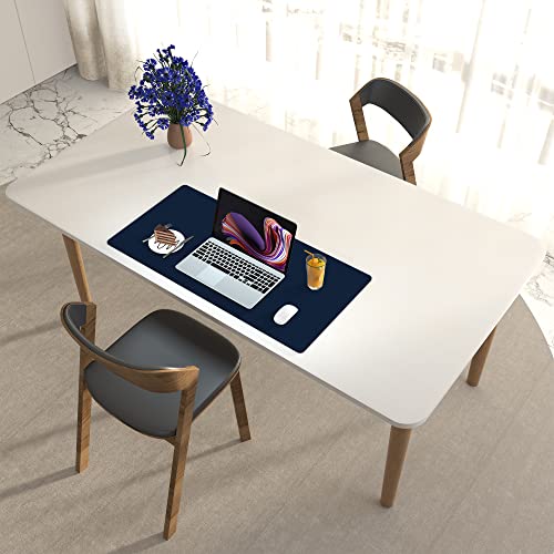 Leather Desk Pad Protector,Mouse Pad,Office Desk Mat,Non-Slip PU Leather Desk Blotter,Laptop Desk Pad,Waterproof Desk Writing Pad for Office and Home(Dark Blue,31.5" x 15.7")