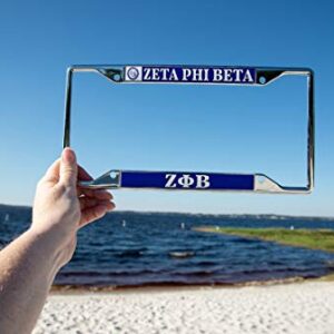 Zeta Phi Beta Sorority Crest Seal Metal License Plate Frame for Front or Back of Car Officially Licensed (Crest LP Frame)