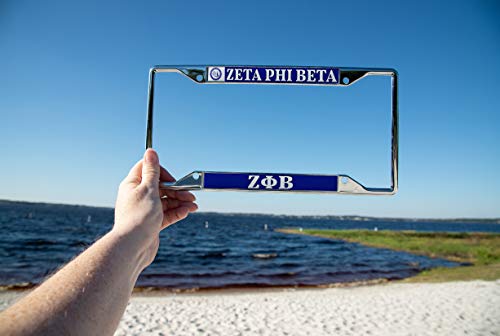 Zeta Phi Beta Sorority Crest Seal Metal License Plate Frame for Front or Back of Car Officially Licensed (Crest LP Frame)