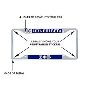 Zeta Phi Beta Sorority Crest Seal Metal License Plate Frame for Front or Back of Car Officially Licensed (Crest LP Frame)