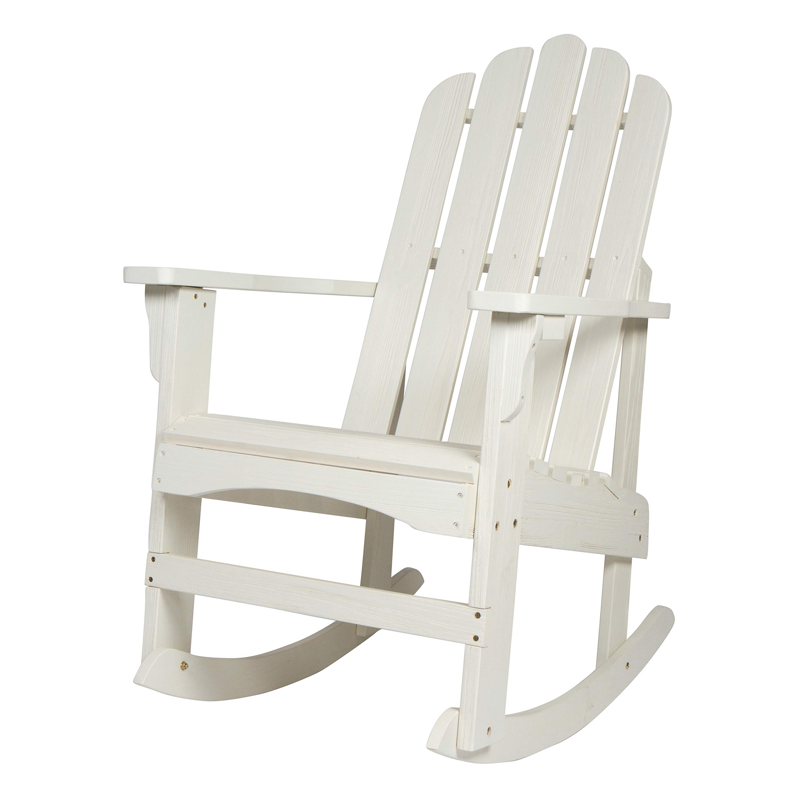Shine Company 4699EW Marina Adirondack Porch Rocker | Indoor/Outdoor Wood Rocking Chair – Eggshell White