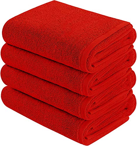 OBA HOME Cotton Hand Towels - Set of 4 (Red)