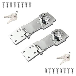 2 packs keyed hasp locks twist knob keyed locking hasp for small doors, cabinets and more,stainless steel steel, hasp lock catch latch safety lock door lock with keys (4inch, silver)
