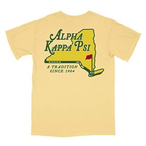 alpha kappa psi akpsi fraternity golf comfort colors pocket shirt (medium, butter)