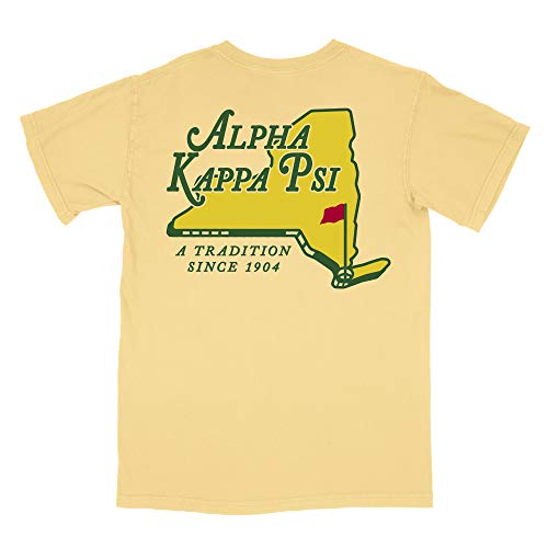 Alpha Kappa Psi AKPsi Fraternity Golf Comfort Colors Pocket Shirt (Medium, Butter)