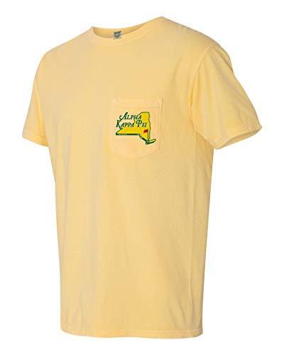 Alpha Kappa Psi AKPsi Fraternity Golf Comfort Colors Pocket Shirt (Medium, Butter)