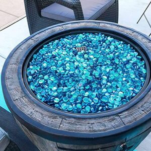 GRISUN 10 Pound Caribbean Blue Fire Glass Beads for Fire Pit - 1/2 inch Reflective Round Glass, Decorative for Natural or Propane Fireplace, Fire Table, Fish Tank, Vase Fillers and Landscaping