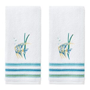skl home by saturday knight ltd. ocean watercolor hand towel, white (2-pack), 16 x 26"