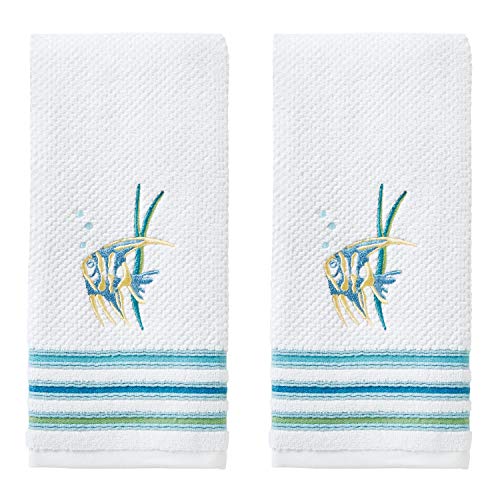 SKL Home by Saturday Knight Ltd. Ocean Watercolor Hand Towel, White (2-Pack), 16 x 26"